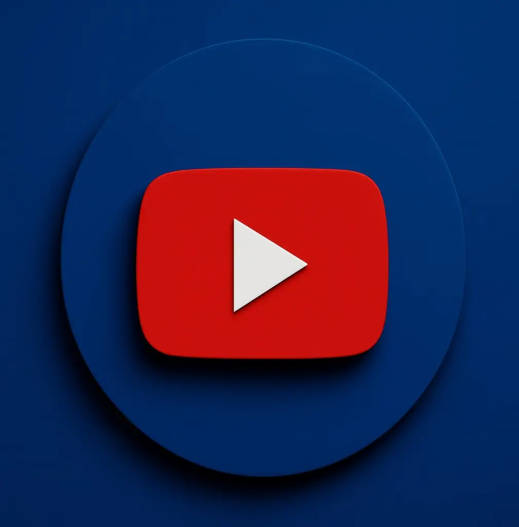 Логотип YouTube на синем фоне